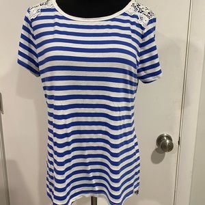 Yuni Summer Top - Blue/White Crocheted on Back